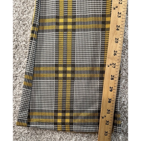 TopShop Dress Pants Womens 8 Plaid Black & Yellow Retro 1970's Vibe Bootcut - Picture 2 of 5